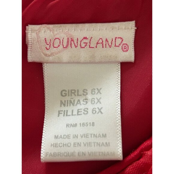 Red Girls Sleeveless Dress With Rosette & Sequin Details Tulle Skirt Back Zip Si - Picture 7 of 10